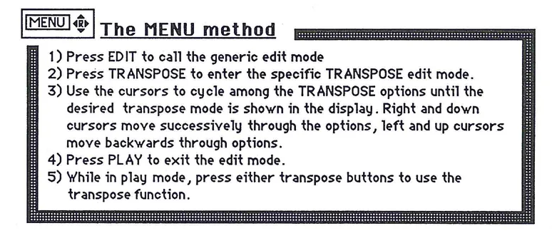 Menu method diagram with bordered instruction box