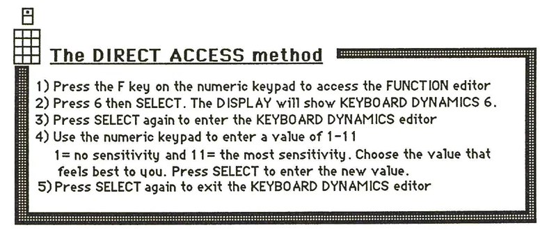 Direct access method instruction box with keypad icon