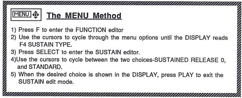 Menu method box with hatched border containing procedure steps