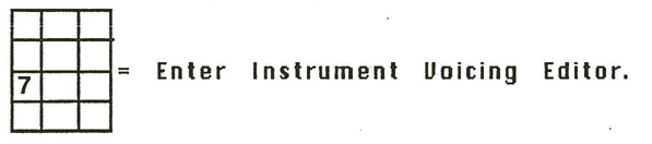Keypad diagram showing key 7 for Instrument Voicing Editor