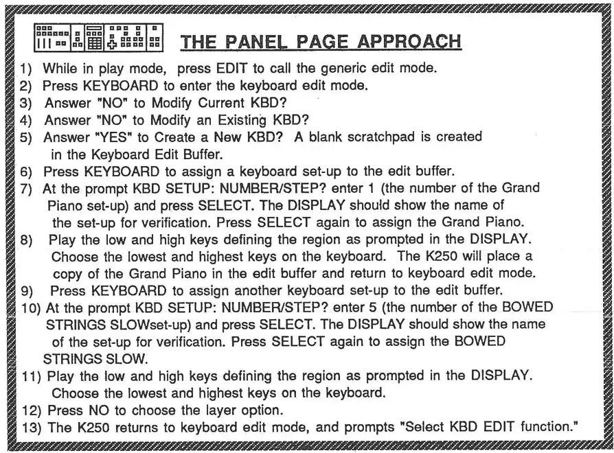 Panel Page Approach procedure box with 13 numbered steps