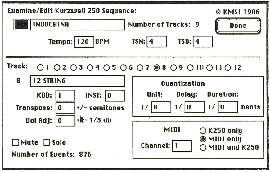 Sequence Edit Screen Interface